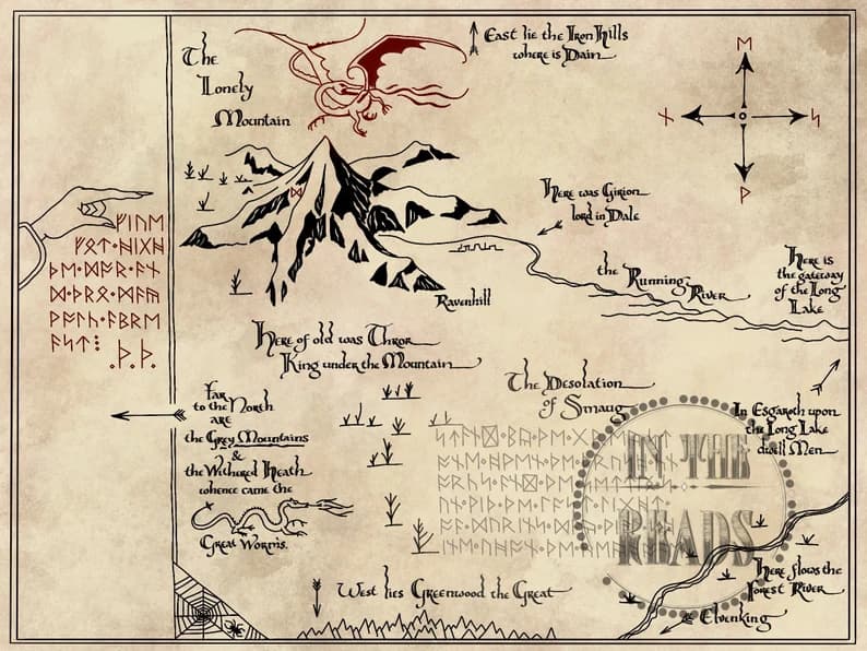 Thorin's map depicting the Lonely Mountain